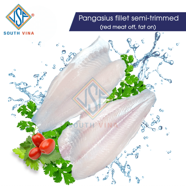 Pangasius-fillet semi-trimmed-red meat-off-fat-on