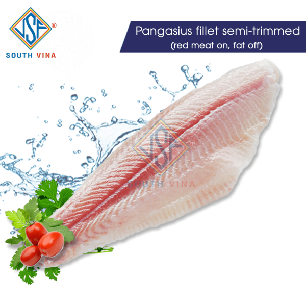 Pangasius fillet semi-trimmed-red meat on-fat off